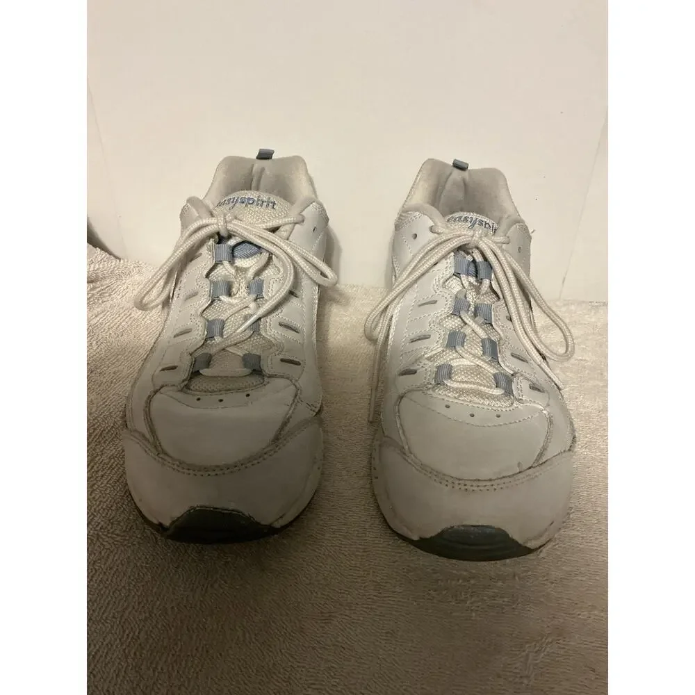 Easy Spirit Rome Women’s Walking Shoes White Blue Leather Lace Up Sneakers SZ 10